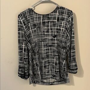 Karl Lagerfeld Black and White Grid Blouse